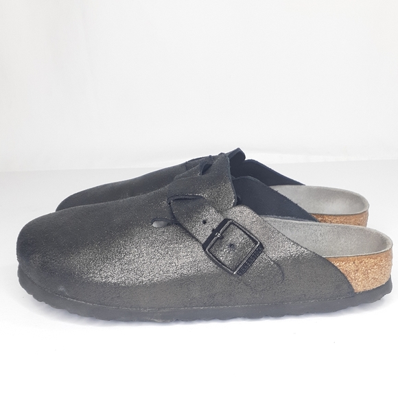 birkenstock boston metallic silver